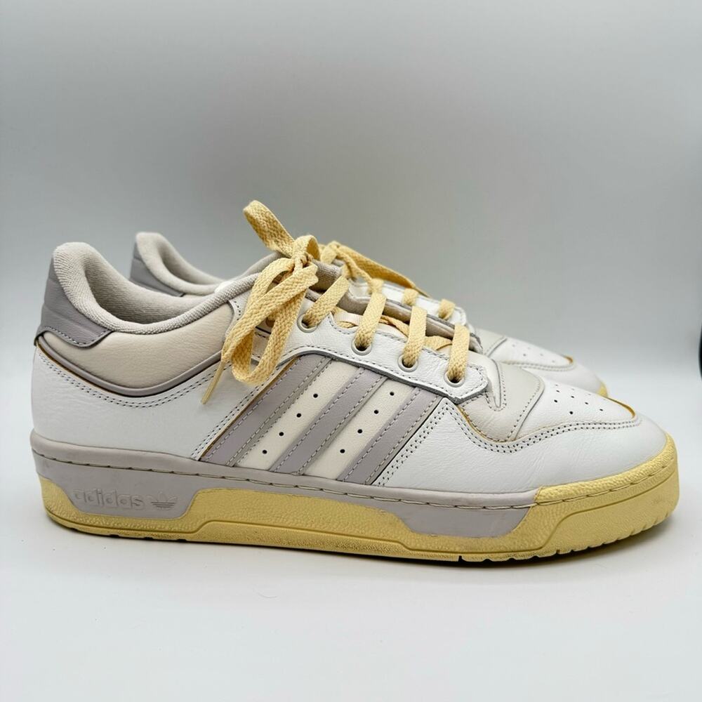 Adidas Rivalry Low 86 Core White Grey Leather Lace-Up Sneakers Men’s Size 10.5 - Picture 2 of 9